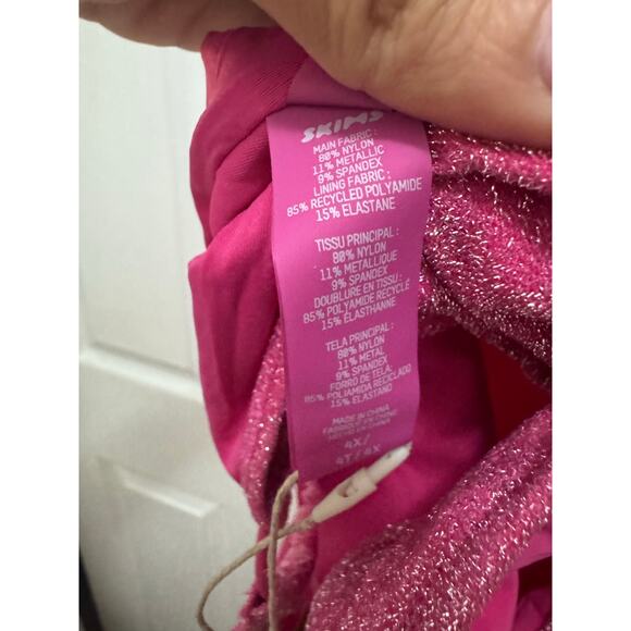 SKIMS Size 4x Magenta Pink Glitter Sparkle Swimsuit Sexy Cut Out Monokini NWT - Picture 8 of 10
